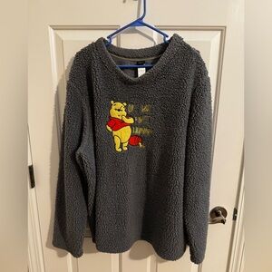 Disney Winnie The Pooh Faux Fur Fleece Pajama Top Gray Plus 3X